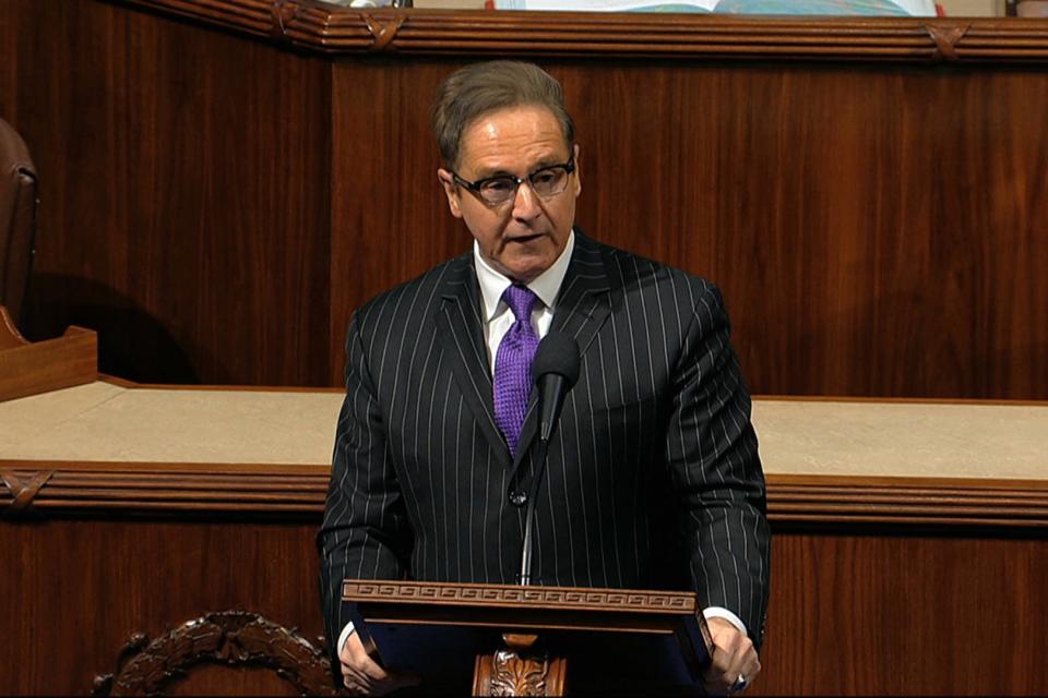 Rep. Brian Higgins, D-N.Y., speaks on the House floor at the Capitol in Washington, Wednesday, Dec. 18, 2019. 