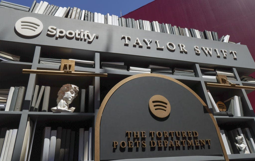 A Spotify pop up for Taylor Swift's album The Tortured Poets Department