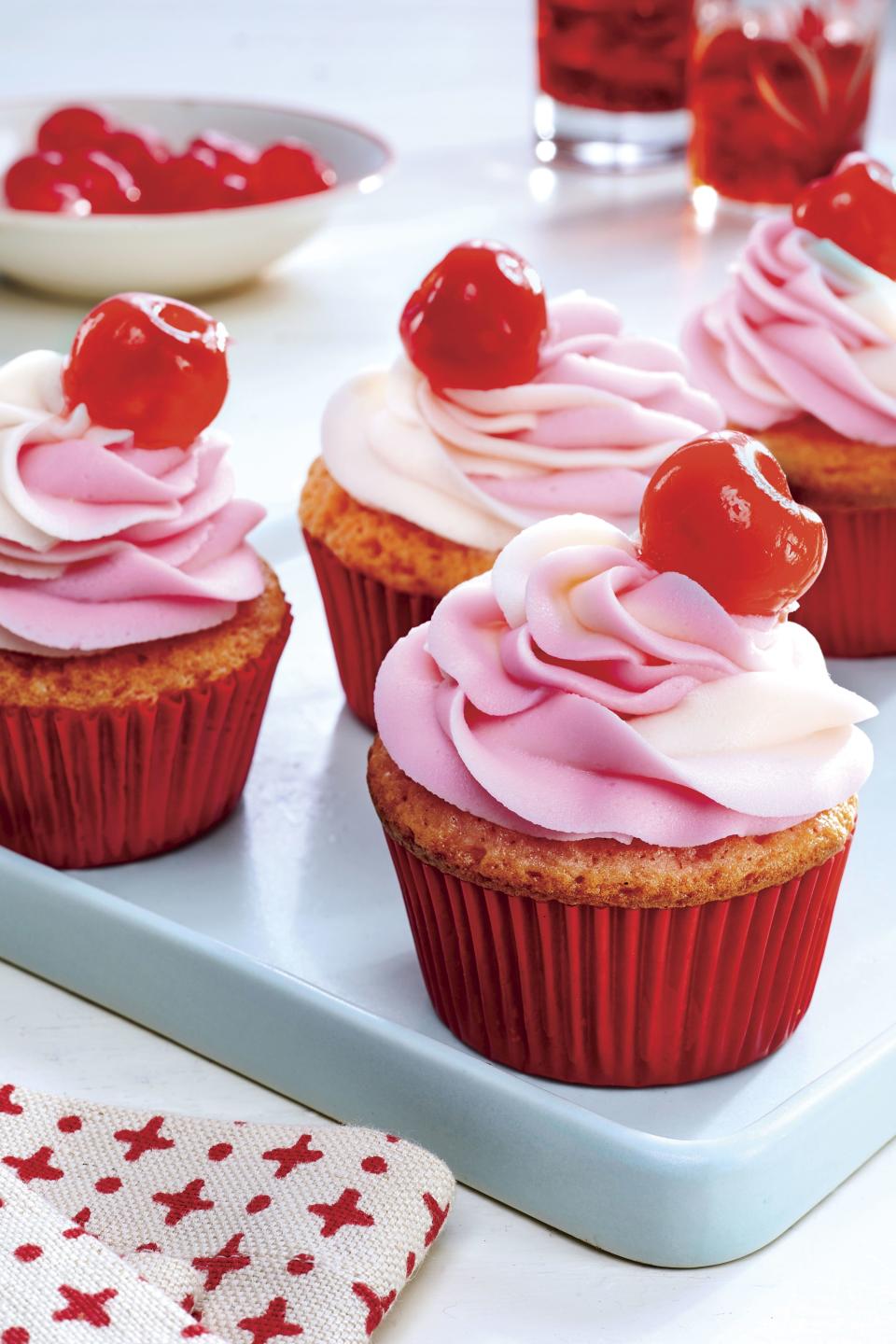 Cheerwine Cherry Cupcakes with Cherry-Swirl Frosting