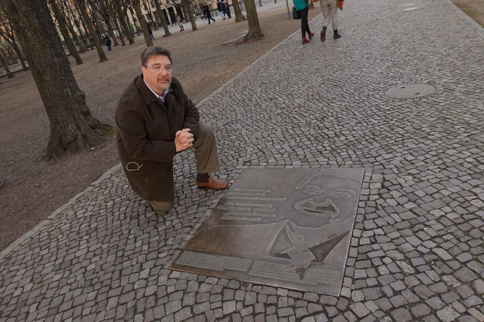 Author in Berlin on March 26, 2019, at a memorial to President Ronald Reagan where he gave his "Tear Down This Wall" speech.