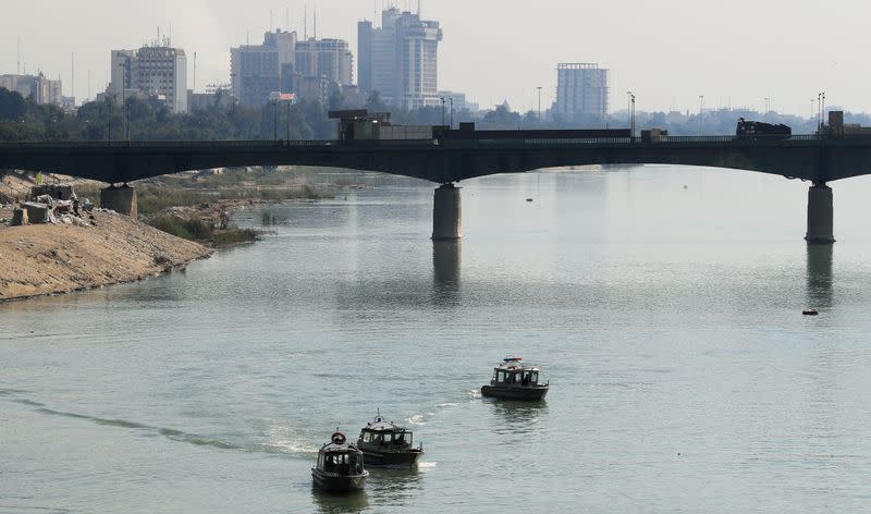 A view of Al Jumhuriya bridge during the ongoing anti-government protests in Baghdad