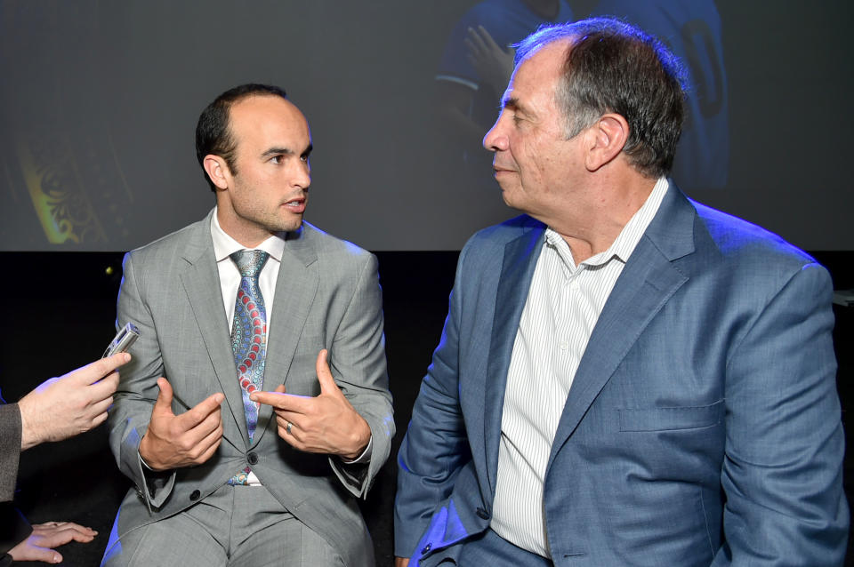 Landon Donovan spent well over a decade playing for Bruce Arena, one of the best American soccer managers in history. (Photo by Mike Coppola/Getty Images for FOX Sports')