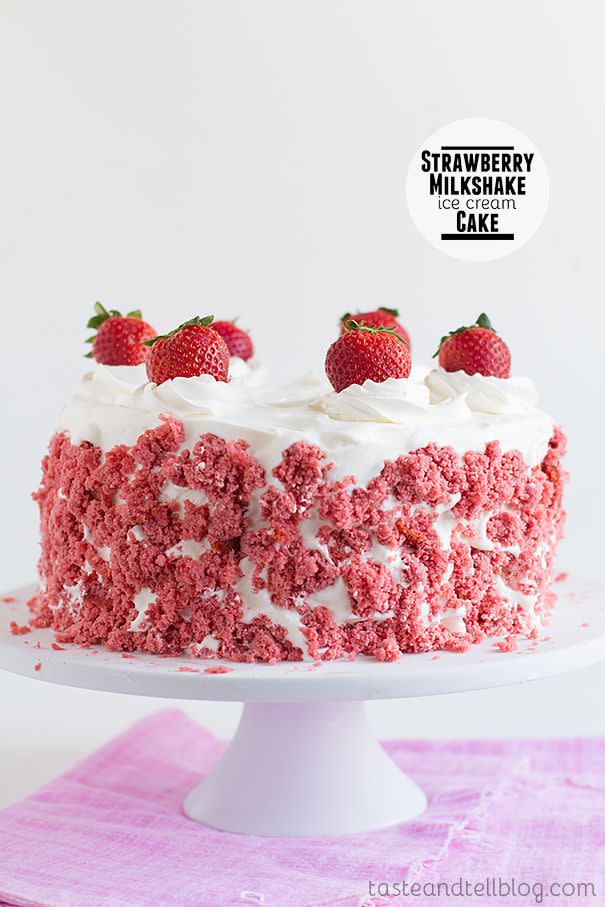 Strawberry Milkshake Ice Cream Cake