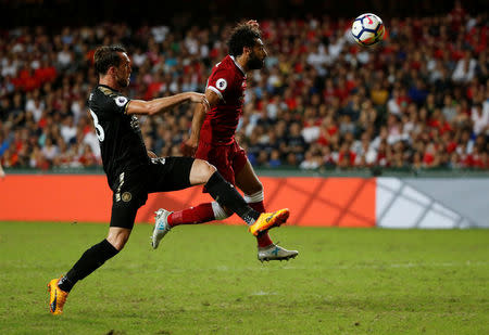 Soccer Football - Leicester City v Liverpool - Pre Season Friendly - The Premier League Asia Trophy - Final - June 22, 2017 Liverpool's Mohamed Salah scores their first goal REUTERS/BOBBY YIP