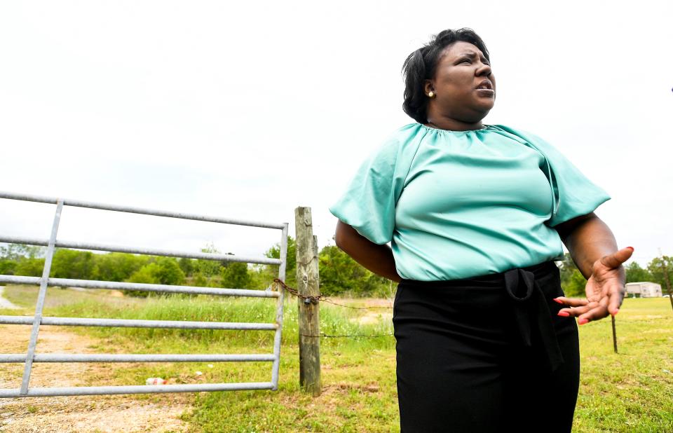 Montgomery City Councilwoman Marche Johnson talks about a a planned residential development near the Sheridan Heights neighborhood in Montgomery, Ala., on Wednesday April 13, 2022.