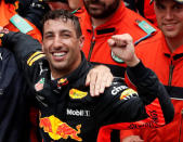 Formula One F1 - Monaco Grand Prix - Circuit de Monaco, Monte Carlo, Monaco - May 27, 2018 Red Bull’s Daniel Ricciardo celebrates winning the race REUTERS/Benoit Tessier