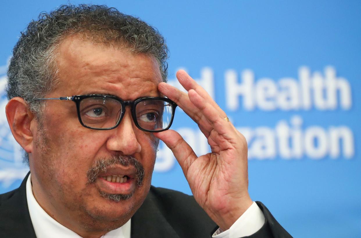 FILE PHOTO: Director-General of the WHO Tedros Adhanom Ghebreyesus, attends a news conference on the novel coronavirus (2019-nCoV) in Geneva, Switzerland February 11, 2020. REUTERS/Denis Balibouse