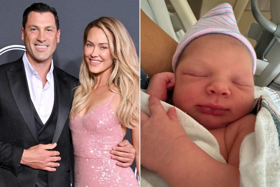 <p>Axelle/Bauer-Griffin/FilmMagic; Peta Murgatroyd/instagram</p> Maksim Chmerkovskiy, Peta Murgatroyd and their newborn son 