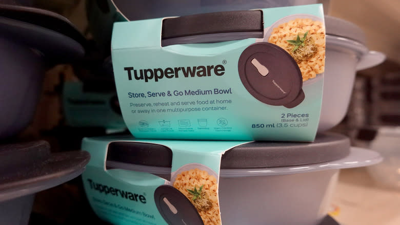 Tupperware containers in store