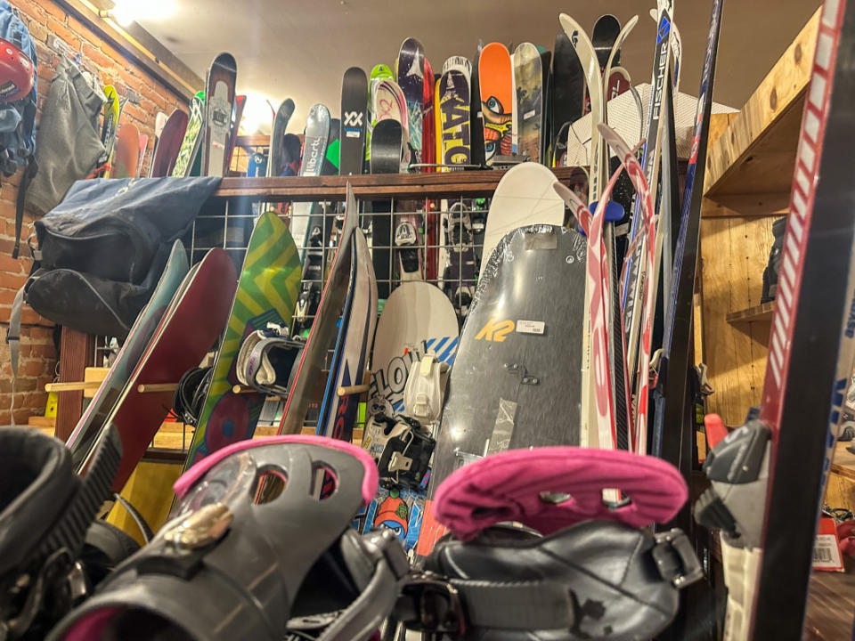 I spotted a long-discontinued favorite ski in this used rack and get really excited.