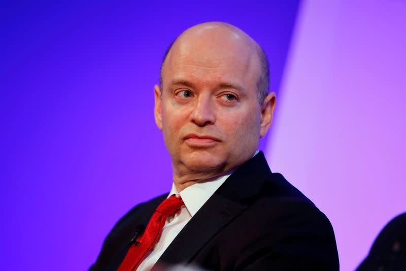 FILE PHOTO: CEO of London Stock Exchange Group David Schwimmer speaks during an event to launch the private finance agenda for the 2020 United Nations Climate Change Conference (COP26) at Guildhall in London