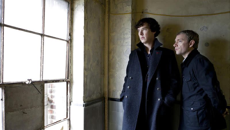 Sherlock Holmes (Benedict Cumberbatch) and Dr. Watson (Martin Freeman) in “Sherlock: Season Two.”