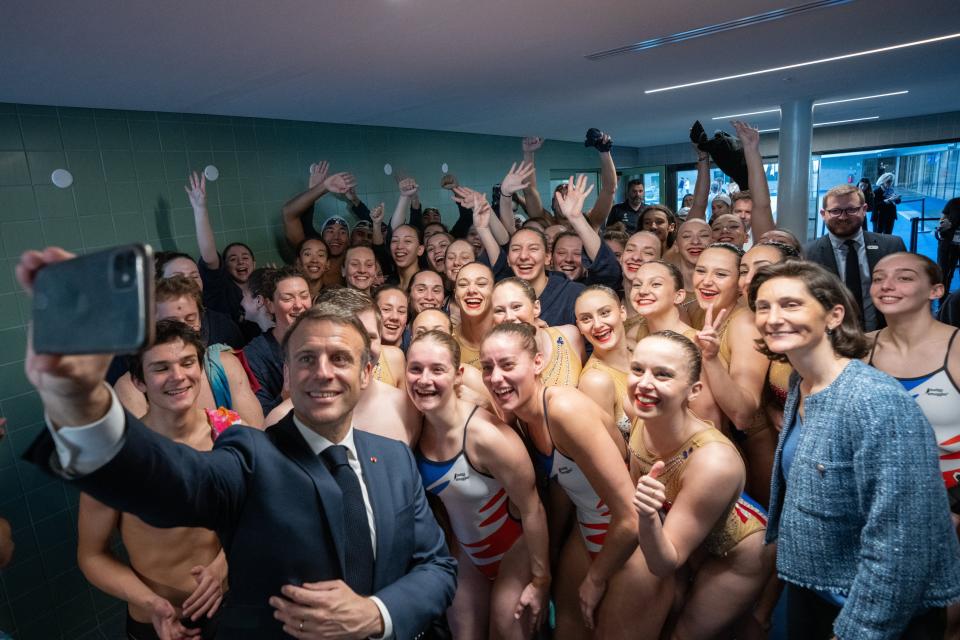 法國總統馬克宏見證奧林匹克水上運動中心啟用。（取自Emmanuel Macron X）