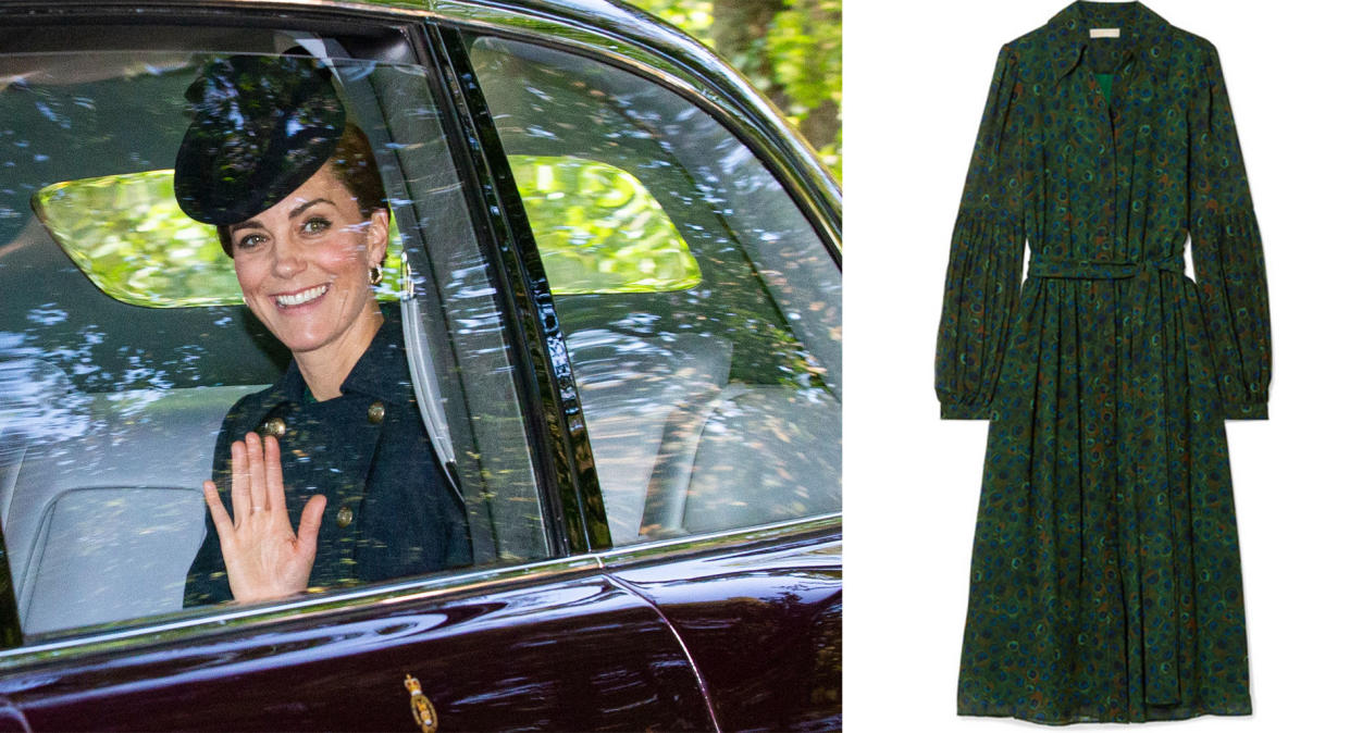 Kate Middleton attended the Balmoral sunday church service wearing a green Michael Kors dress [Photo: Getty Images]