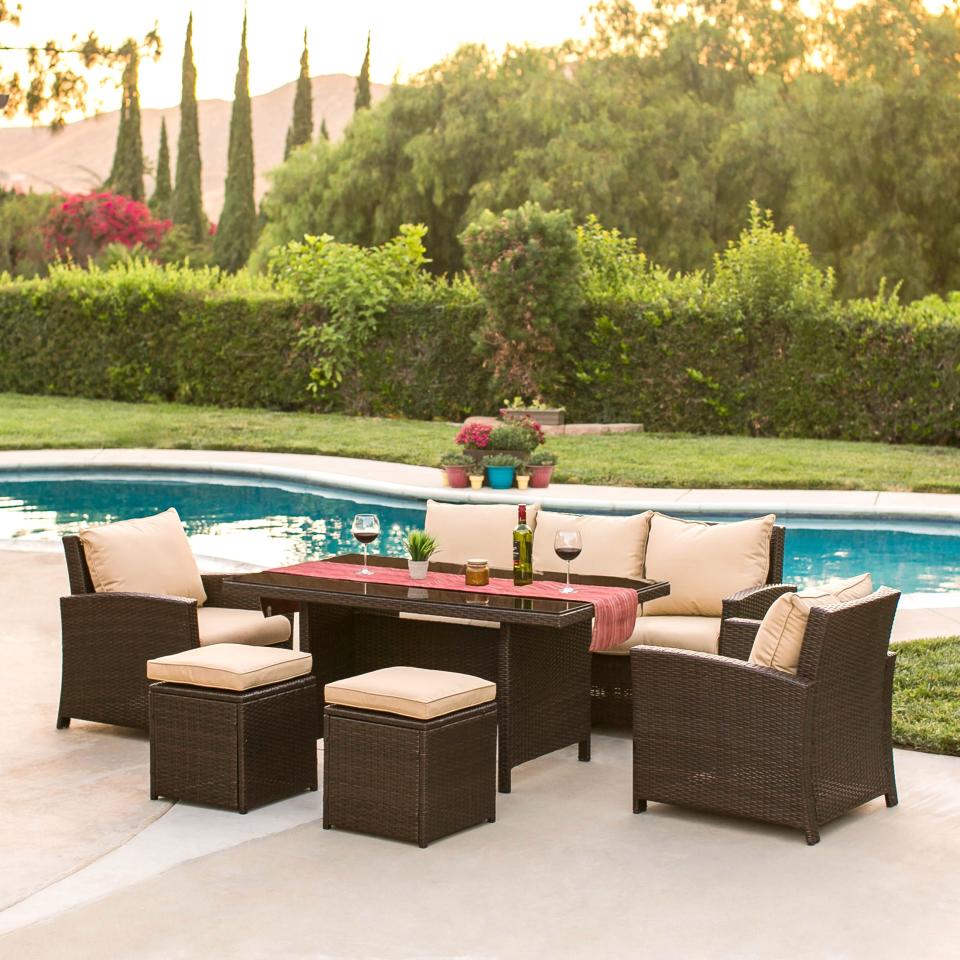 Wicker Outdoor Cushioned Dining Set