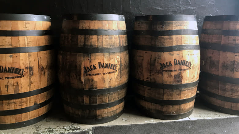 Branded Jack Daniel's whiskey barrels