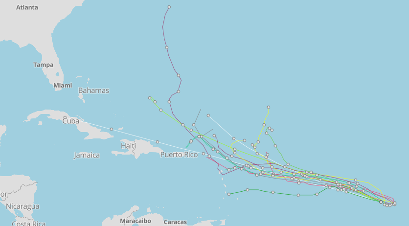 Spaghetti models for Invest 99L as of 6 a.m. Aug. 18, 2023.