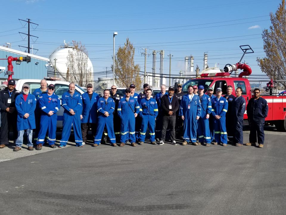 The Braskem team at the Marcus Hook, Pennsylvania plant that participated in a 28-day live in to produce polypropylene, a material used in personal protective equipment. (photo courtesy of Braskem)