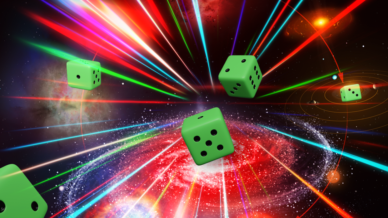 dice in the middle of a meteor shower