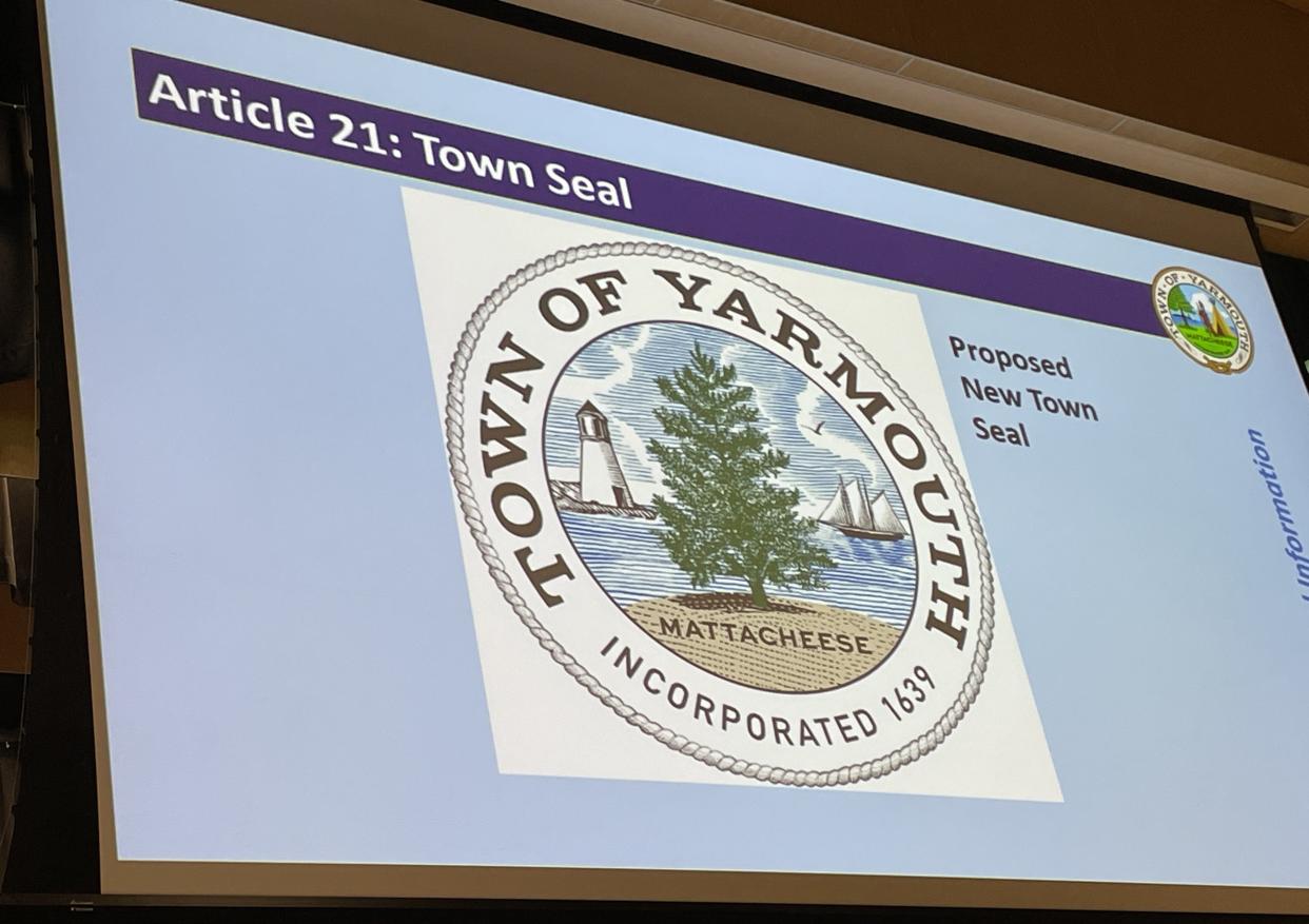 A new town seal approved Tuesday at the Yarmouth town meeting drew some of the most positive comments and only two objections. Bob Lawton, chairman of the Town Seal Committee, said the committee has been researching and developing proposed seal changes since 2022. The original seal that was adopted in 1894.