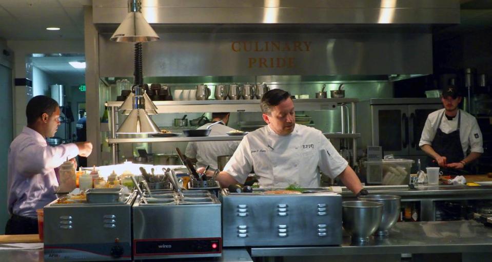 Jamie Keating, center, chef and co-owner of Epic Restaurant in Columbus, Georgia, and his staff work dinner service Wednesday evening. This week’s Foodie Friday takes us to Epic, where Nick Wooten was finally able to finish his “walkabout” in search of a place to eat Kangaroo. Mike Haskey/mhaskey@ledger-enquirer.com