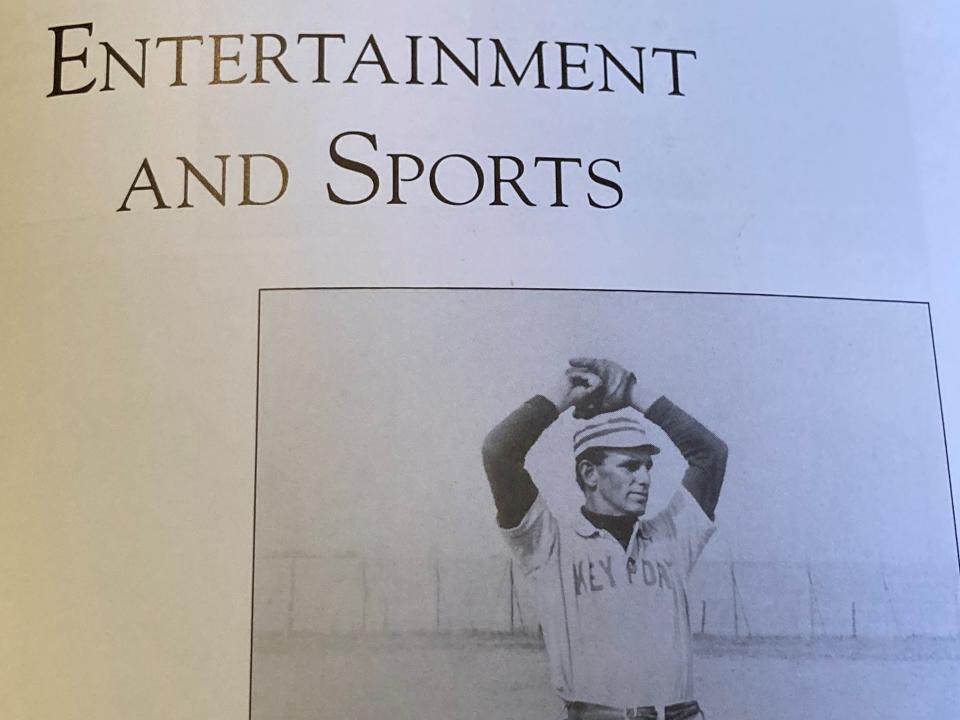 "The Raritan Bayshore" book includes this photo of Christy Mathewson pitching in a Keyport uniform in 1904.