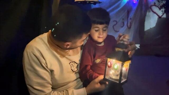 Fahed Abu El Khair and his son. / Credit: CBS Mornings