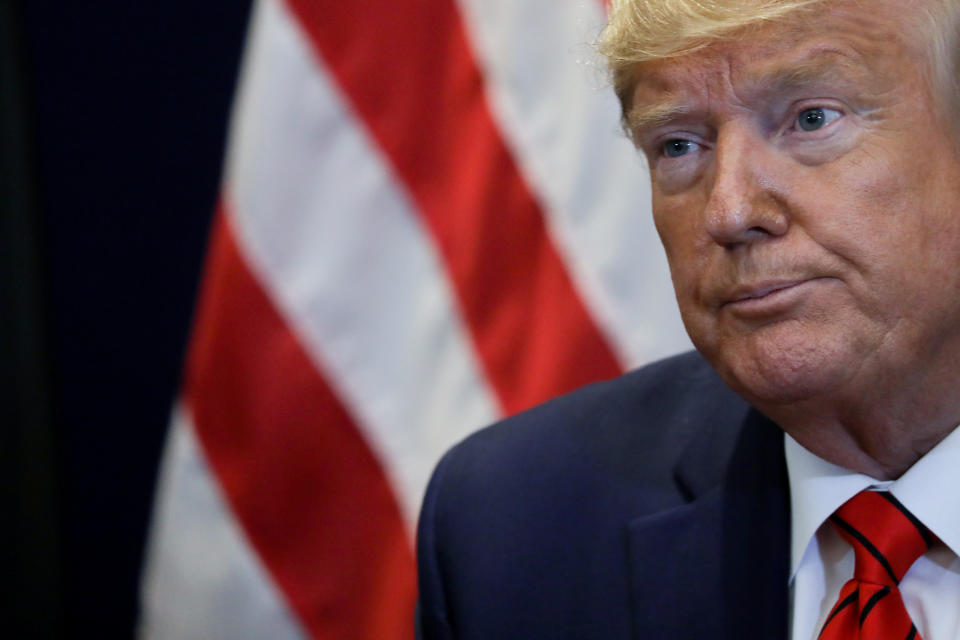 U.S. President Donald Trump speaks during a bilateral meeting with Iraq's President Barham Salih on the sidelines of the annual United Nations General Assembly in New York City, New York, U.S., September 24, 2019. REUTERS/Jonathan Ernst