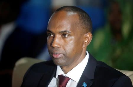 Somalia's newly appointed Prime Minister Hassan Ali Khaire attends the Parliament seating where he was confirmed in Somalia's capital Mogadishu March 1, 2017. REUTERS/Feisal Omar