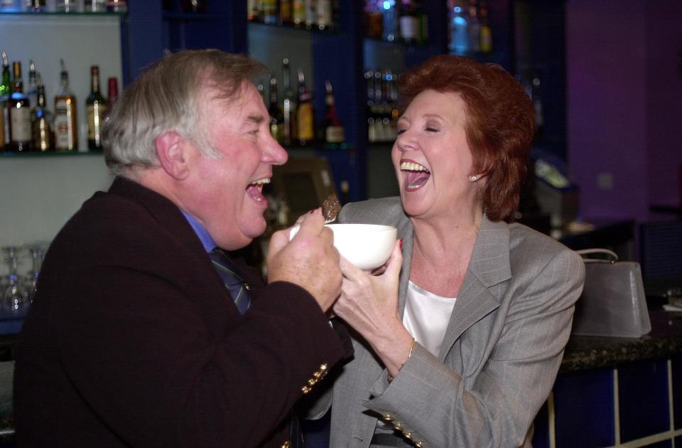 Native Merseysiders Cilla Black and Jimmy Tarbuck share a joke during the inaugural International Scouse Day,  at the Sugar Reef Restaurant in London.   *International Scouse Day,  celebrates the achievements of Liverpudlians, and is expected to raise thousands of pounds for the Alder Hey Rocking Horse Appeal.