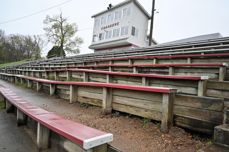The community built decades old stands at Alumni Field in Union City are considered dangerous and in need of replacement.