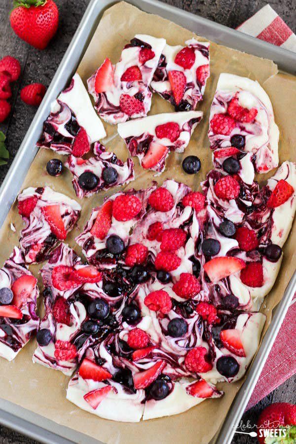 Berry Swirl Frozen Yogurt Bark