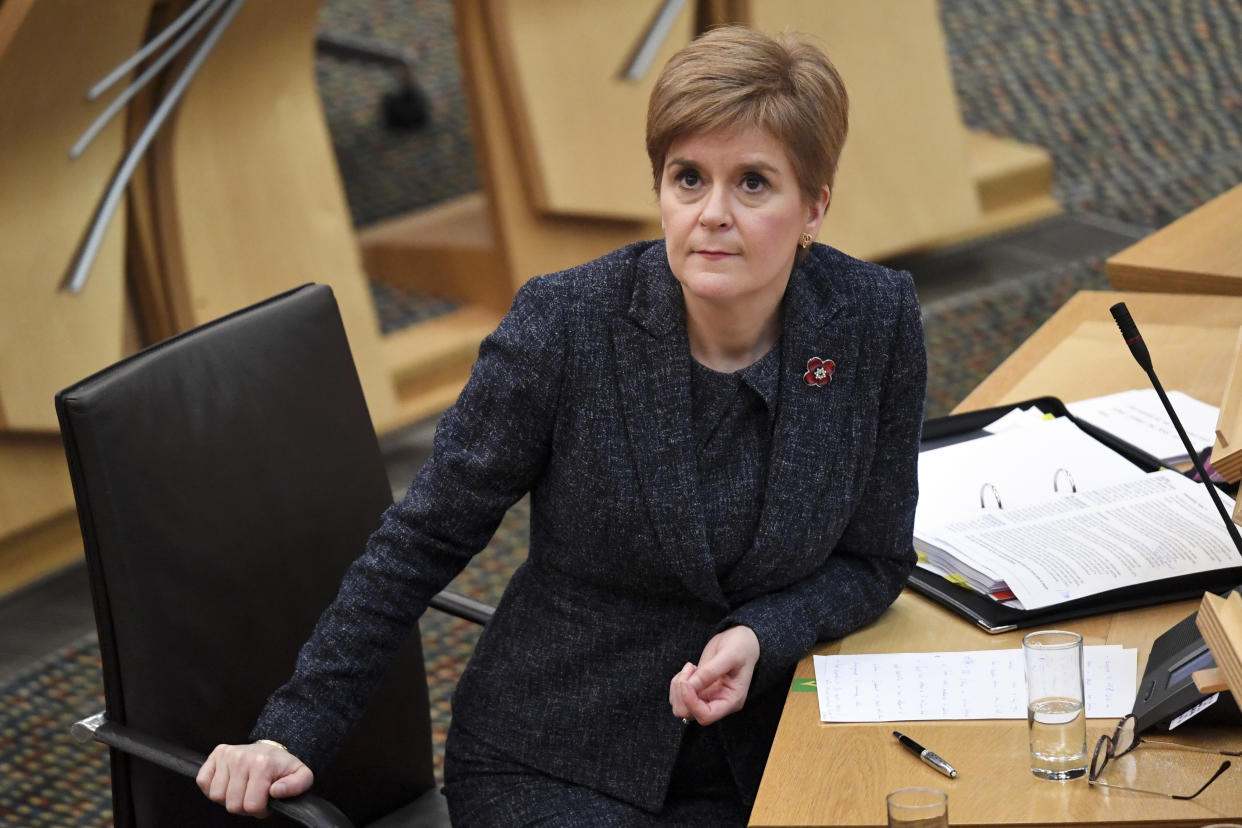 Nicola Sturgeon during the First Minister's Questions session at the Scottish Parliament in Holyrood, Edinburgh.