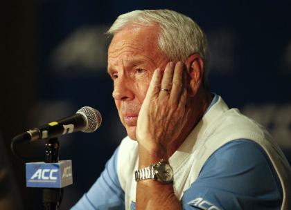 Roy Williams considers a question during the ACC college basketball media day. (AP)