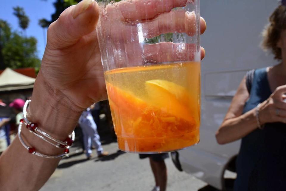 A glass of apricot sangria during a past year’s Patterson Apricot Fiesta.