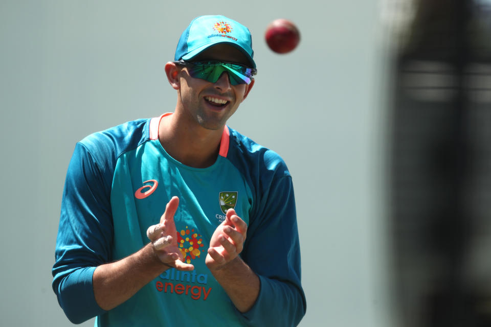 Ashton Agar, pictured here bowling during an training session at the SCG.