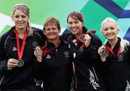 Mandy Boyd, Selina Goddard, Amy McIlroy and Val Smith picked up New Zealand's second medal at the Lawn Bowls, following Jo Edwards' gold.