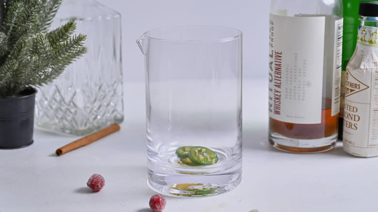 peppers in a mixing glass