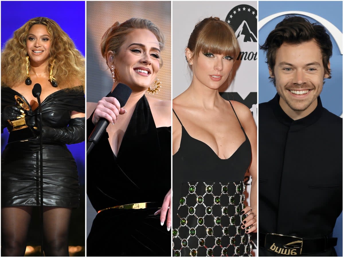 Beyonce, Adele, Taylor Swift and Harry Styles (Getty Images)