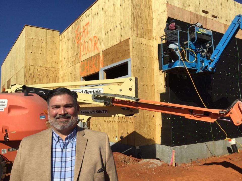 The Chick-fil-A at 1600 Sam Nunn Blvd. in Perry is moving down the street just west of Interstate 75 at 1363 Sam Nunn Blvd. in front of Quality Inn. David Grossnickle, the restaurant’s owner and operator, stands outside the new store now under construction.