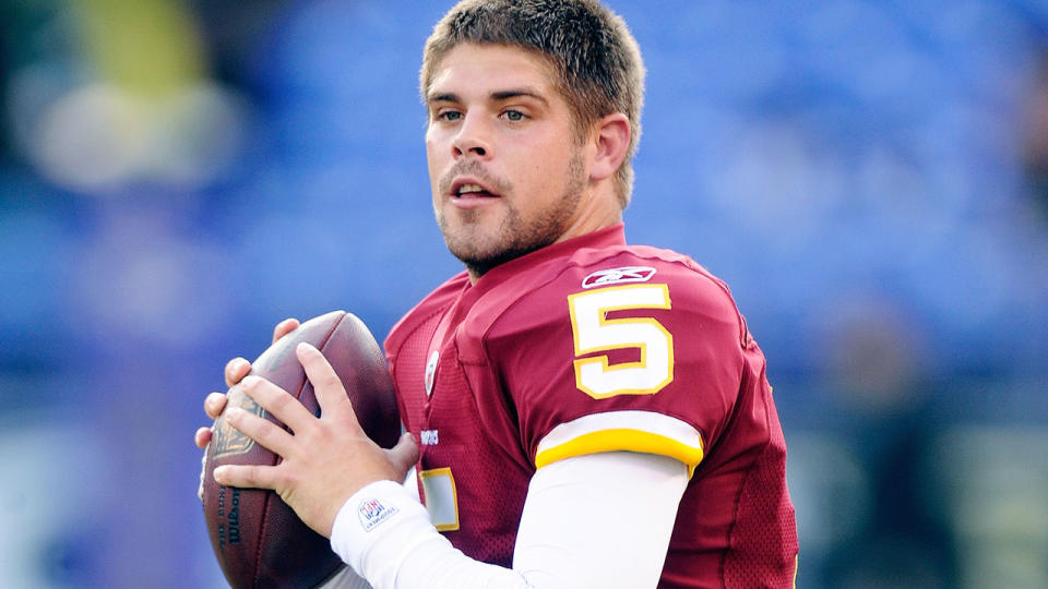 Colt Brennan, pictured here before a Washington Redskins game in 2009.