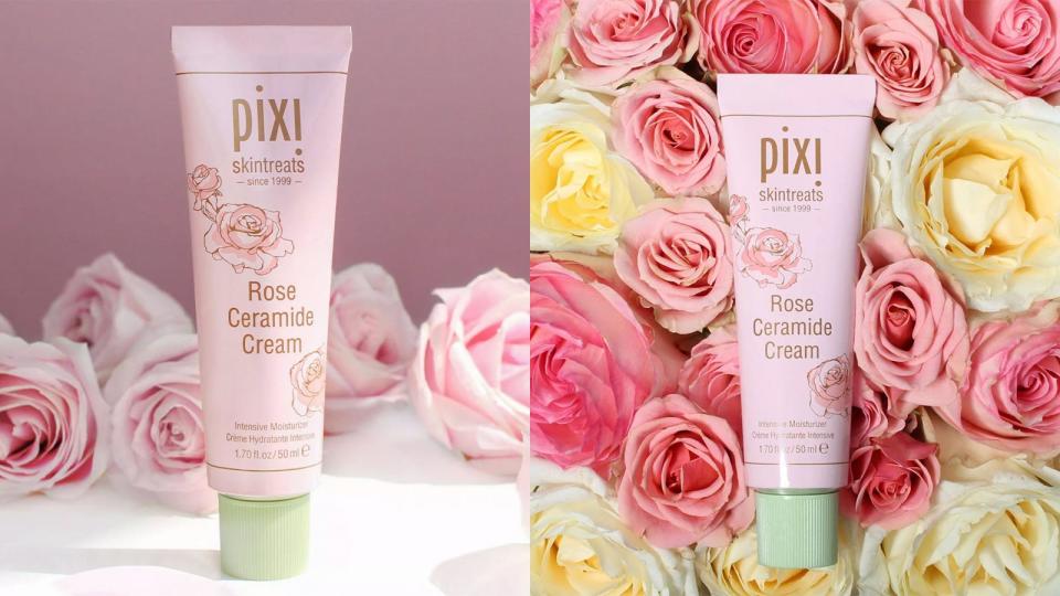 Moisturize and protect the skin with the Pixi Rose Ceramide Cream.