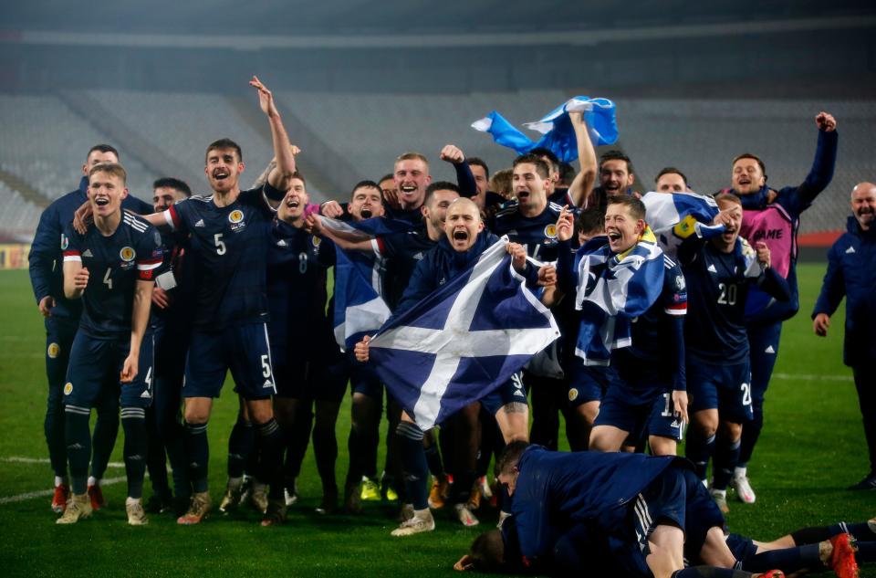 Scotland’s players celebrate qualifying for Euro 2020 (Getty Images)