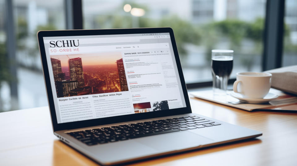 A close up of a laptop with a Sohu News App homepage open, highlighting modern online media.