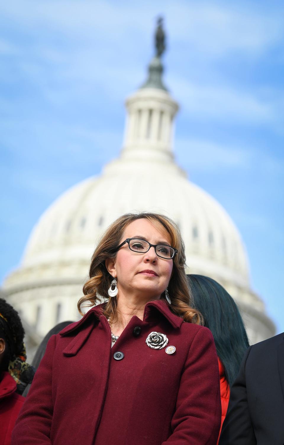 Former Congresswoman Gabrielle Giffords co-founded the gun violence prevention organization Giffords along with her husband Captain Mark Kelly after she suffered a gunshot wound to her head during an assassination attempt in 2011 and was left with aphasia. Giffords resigned from Congress a year later in 2012 so she could focus on her recovery.