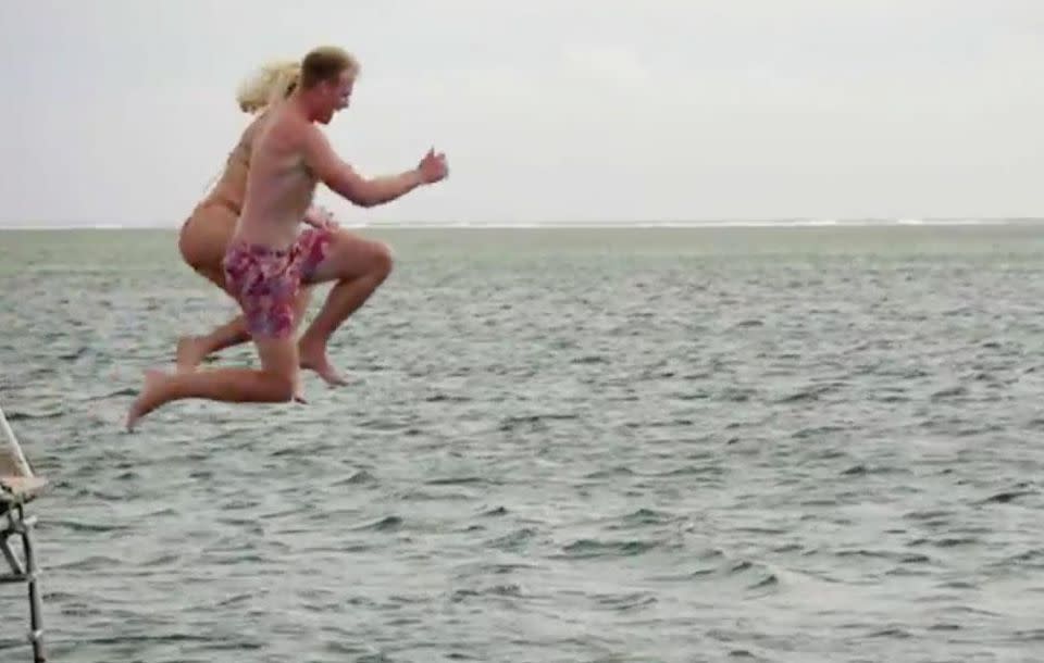 Will they jump directly into the mouth of a shark? Suspenseful! Source: Channel Ten