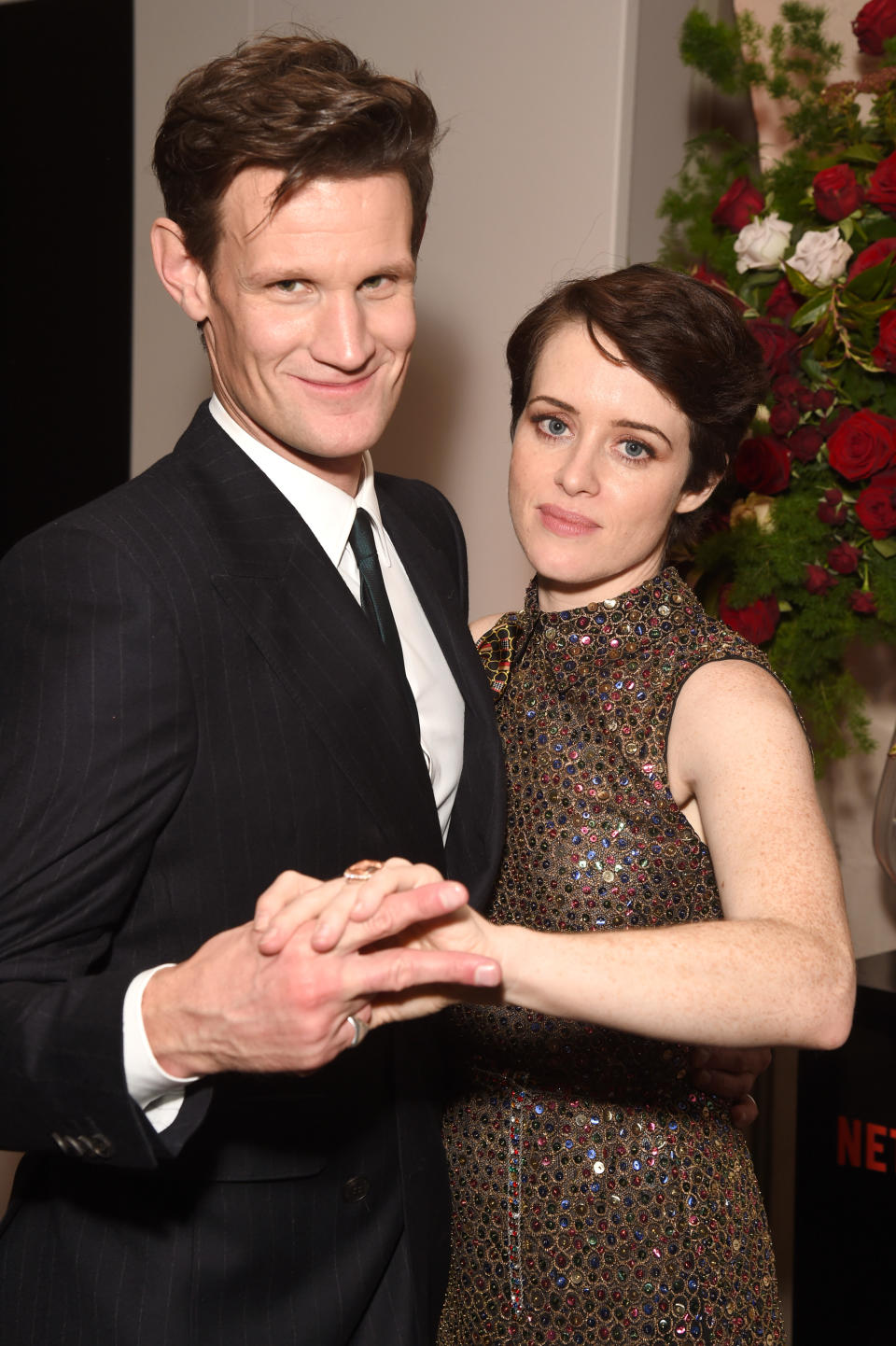 LONDON, ENGLAND - NOVEMBER 21:  Matt Smith (L) and Claire Foy attend the World Premiere after party for season 2 of Netflix 