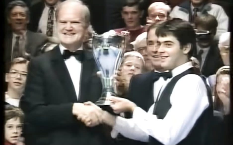 Ronnie O'Sullivan with the 1993 UK Championship trophy