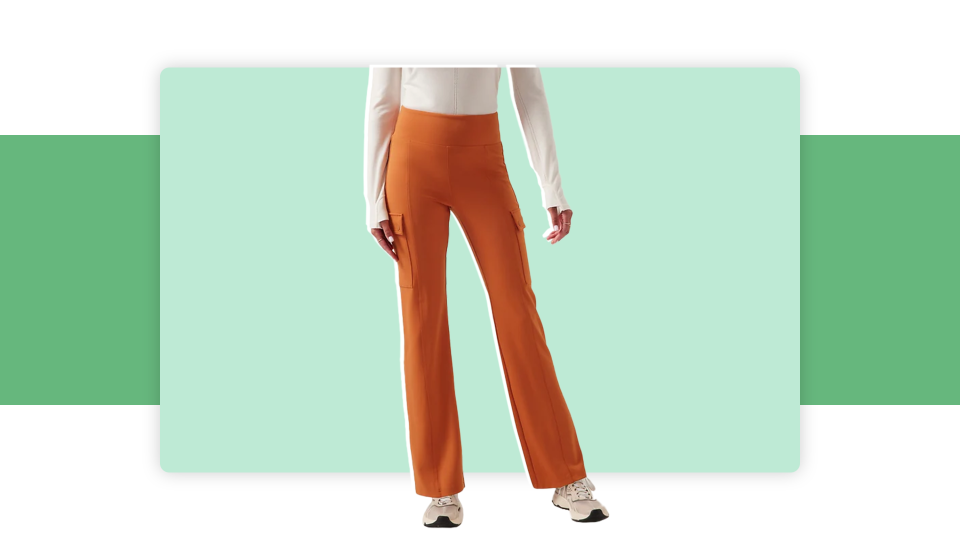 A pair of stretchy joggers are ideal for long flights and road trips alike. Try these vibrant cargo pants from Athleta.