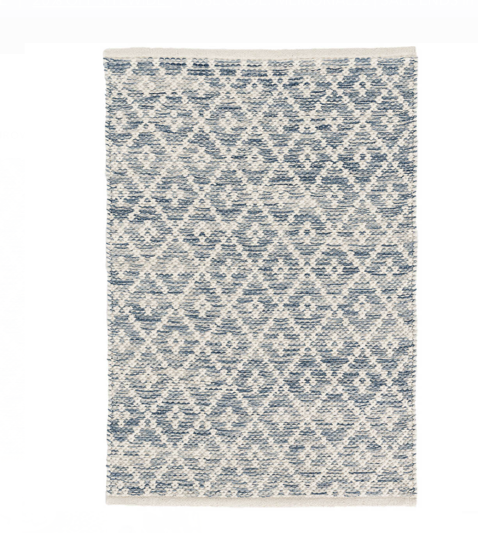 Annie Selke Melange Diamond Blue Woven Cotton Rug - Credit: Courtesy of Annie Selke.